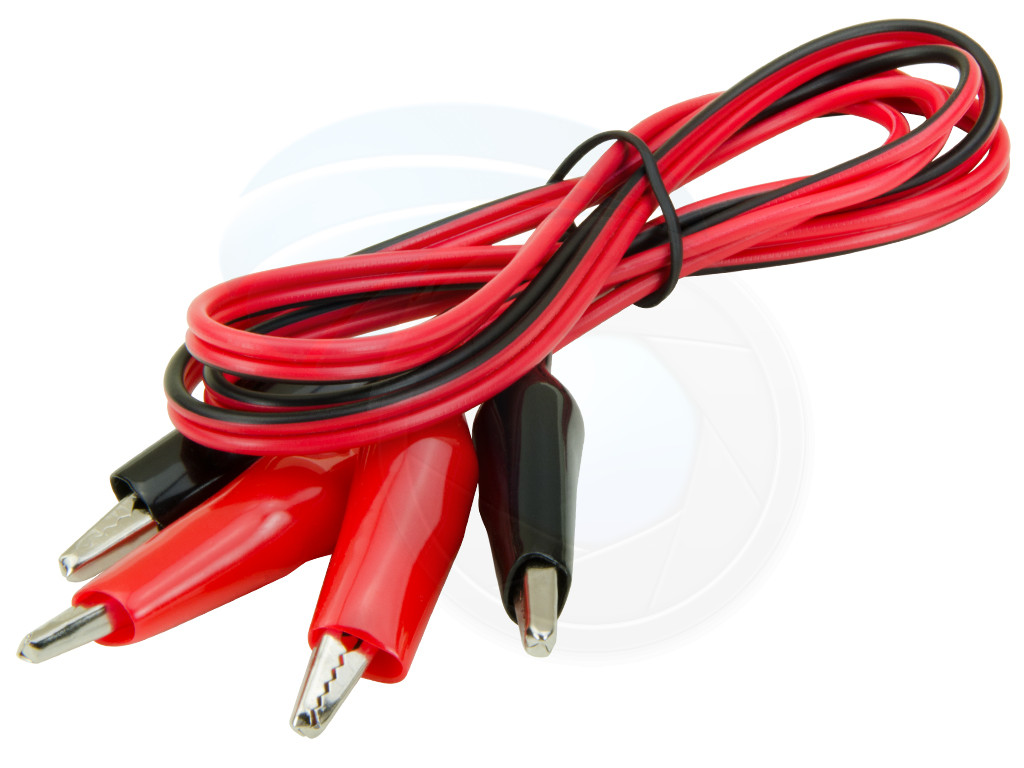2 Pairs (4 Leads) Red & Black Test Leads With Alligator Clips – 16GA Jumper Cable – FTA